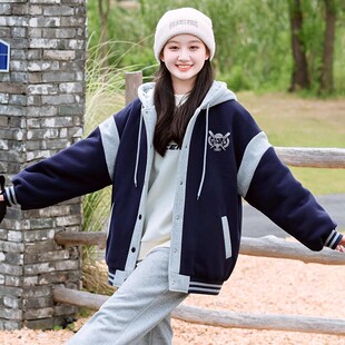 初中学生加棉加厚棉服外套少女冬装棉衣高中生2025新款秋冬学院风