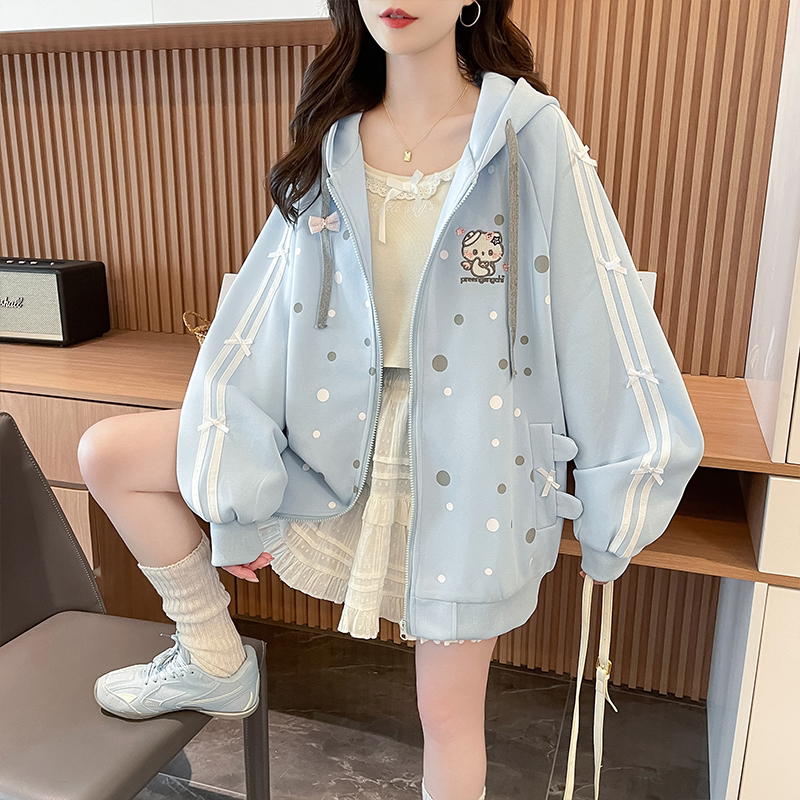 学院风甜美可爱刺绣棒球服外套女春秋季2026新款宽松休闲开衫卫衣