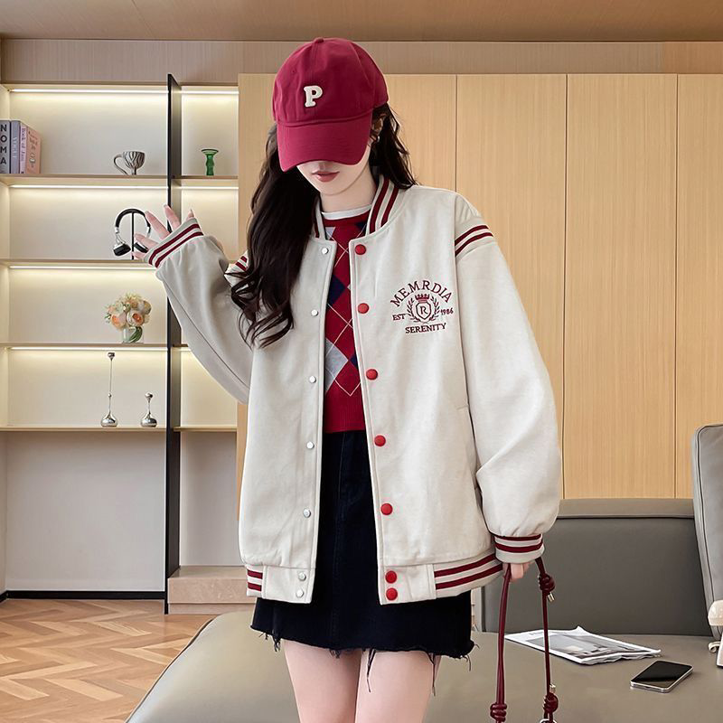 美式复古棒球服女春秋季休闲百搭2026新款初中高中学生学院风外套