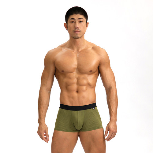 男士螺纹U凸弹力平角裤