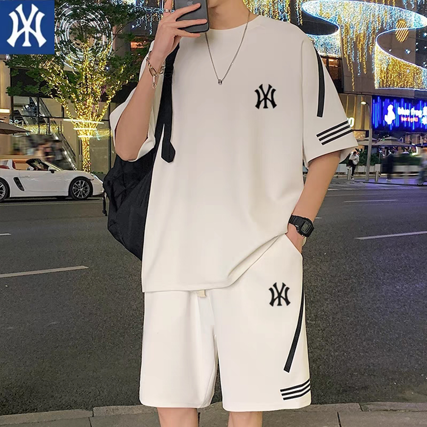 【一折专区】奥莱夏季运动套装男休闲圆领短袖短裤两件套帅气穿搭