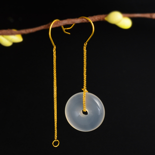 18k金耳钩配件耳环养耳洞平安扣diy材料au750黄金彩金空托半成品