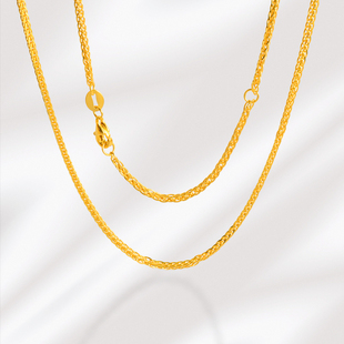 5G黄金项链999足金肖邦链可调节素链送母亲妈妈款24k金纯金锁骨链
