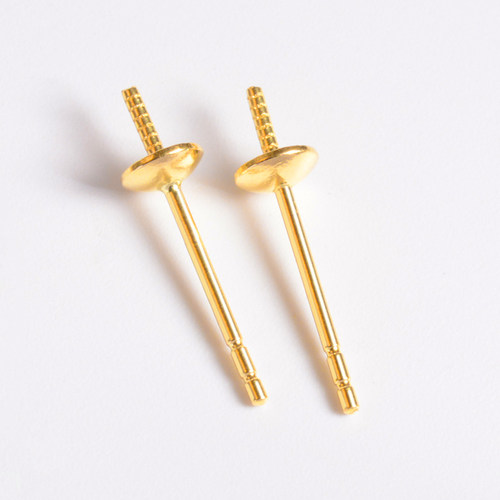 语瑶18k金半孔空托加厚加粗耳针