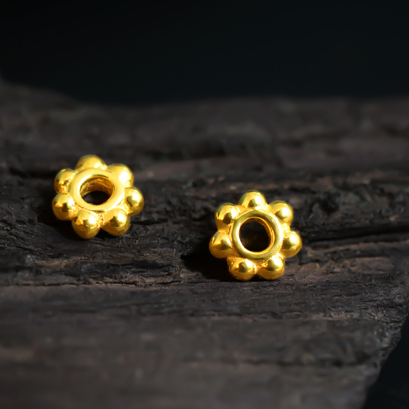 语瑶18k金古法雪花隔片diy配件