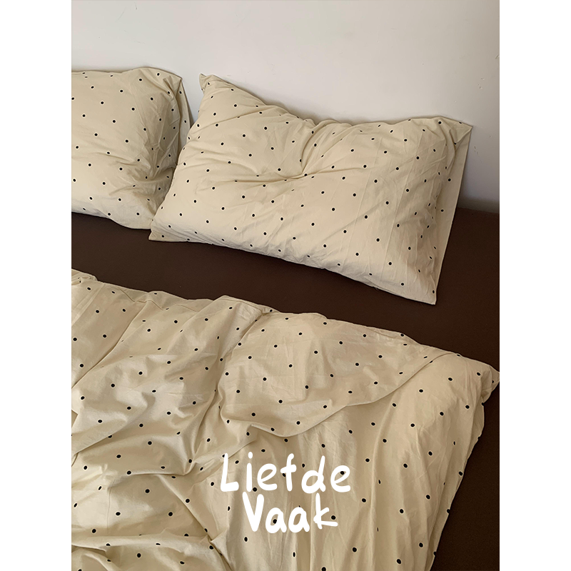 频繁热爱 【奶茶烤栗】针织棉全棉四件套波点A类柔软天竺棉床品,床上用品,床品套件/四件套/多件套,淘宝优惠券,粉丝福利购,淘宝优惠卷