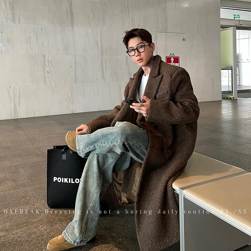 24FW「人字纹 双排扣」秋冬季加厚毛呢大衣男廓形外套
