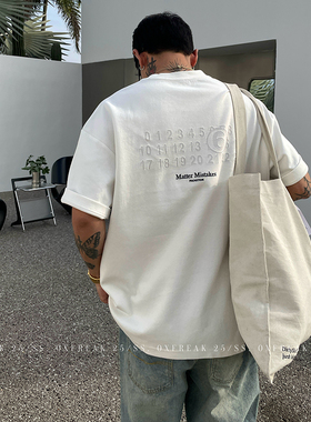 OXFREAK 「数字组合」针织重磅短袖t恤男夏季圆领宽松美式新款潮