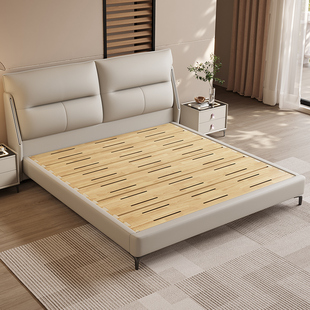 新款真皮床主卧室高端大气1.8米榫卯床板互不打扰双人轻奢实木床