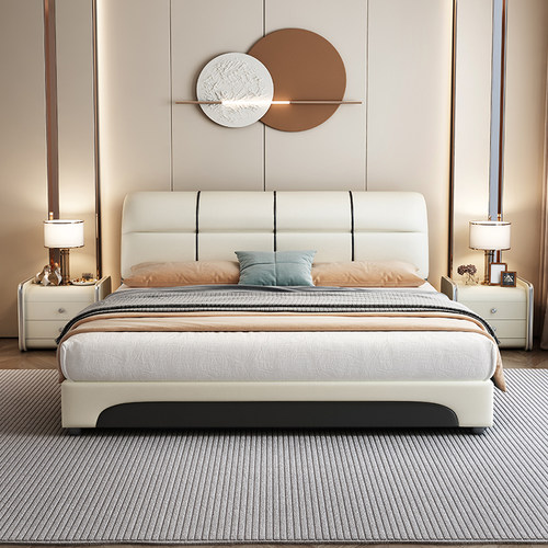 皮床1.8单双人床储物软包主卧现代简约轻奢实木床1.5科技布艺皮床