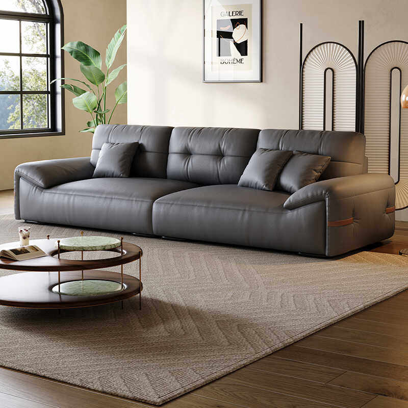 意式轻奢猫爪牛皮沙发客厅家用新款现代简约直排皮艺沙发小户型,住宅家具,皮艺沙发,淘宝优惠券,粉丝福利购,淘宝优惠卷