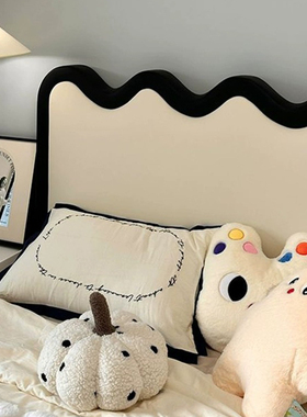 真皮床现代简约涟漪波浪床1米8双人床高端大气软包主卧室皮艺婚床