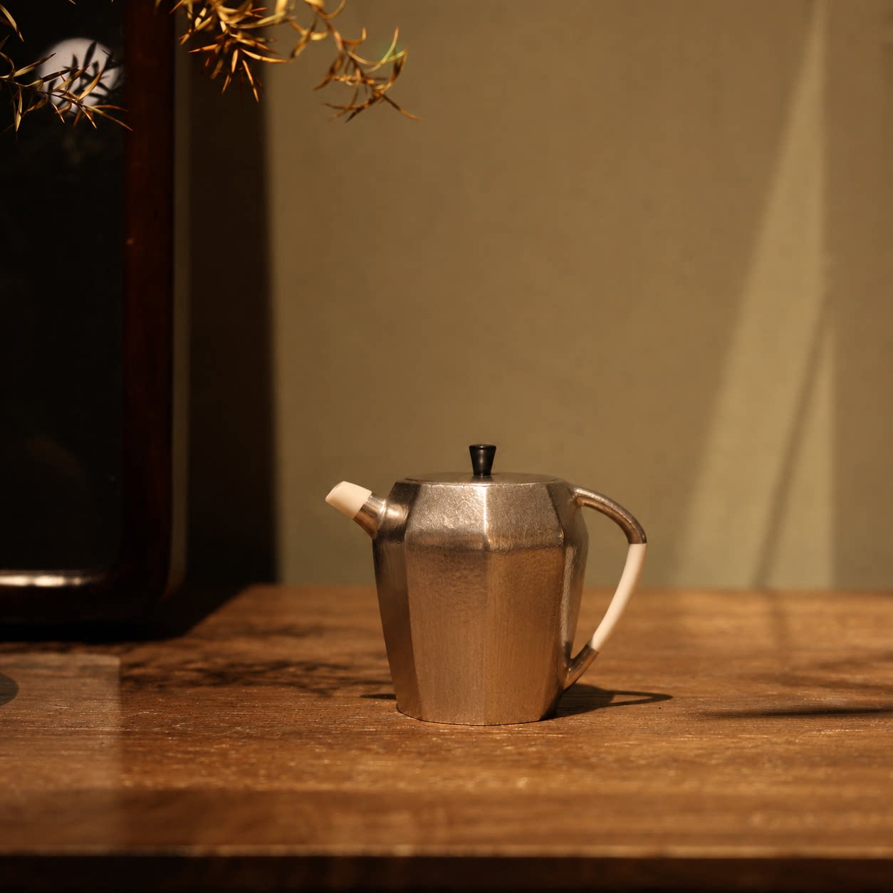 云由山坊茶具银彩鎏银茶壶八方壶