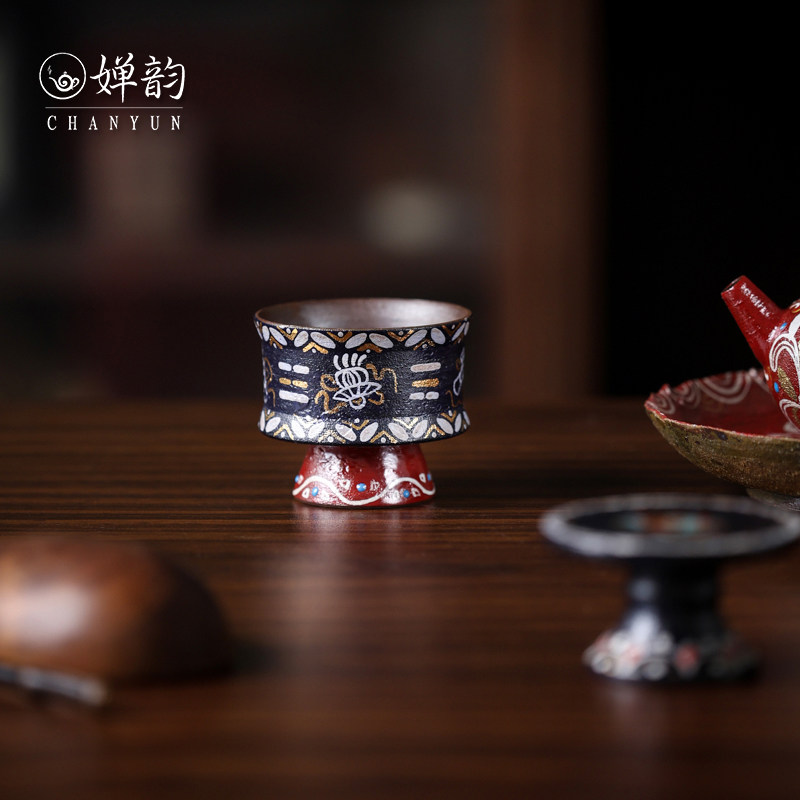 婵韵蕉白轩茶具炼陶八卦八宝杯