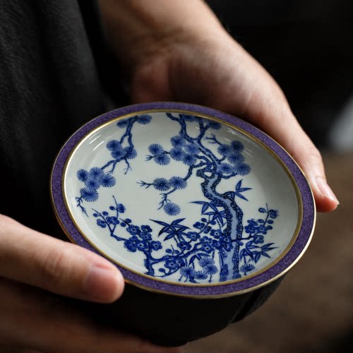 华隐堂茶具紫钧青花松竹梅壶承