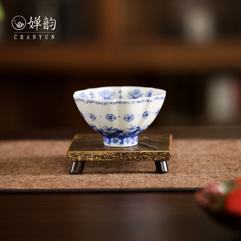 青樵轩茶杯佛莲杯花口杯主人杯
