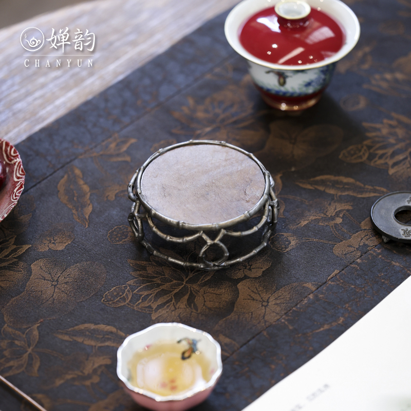 婵韵古篱竹枝鼓凳岩石盖置杯垫