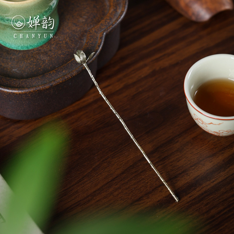 乾茂號茶具银铜荷花茶拨茶针茶钥