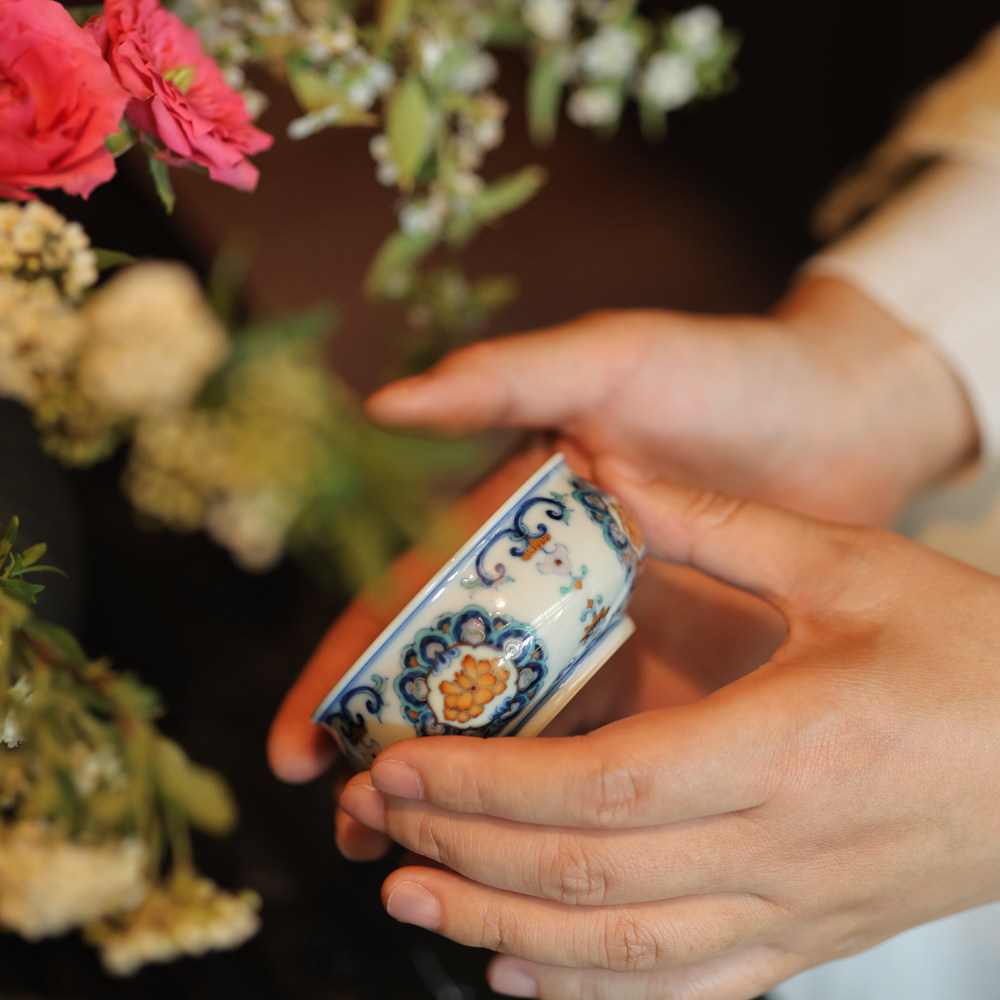 玗琪轩茶具斗彩敦煌宝相团花杯