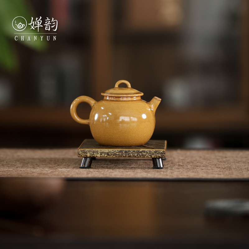 梵山堂赤金琉璃苏打釉小月丸壶