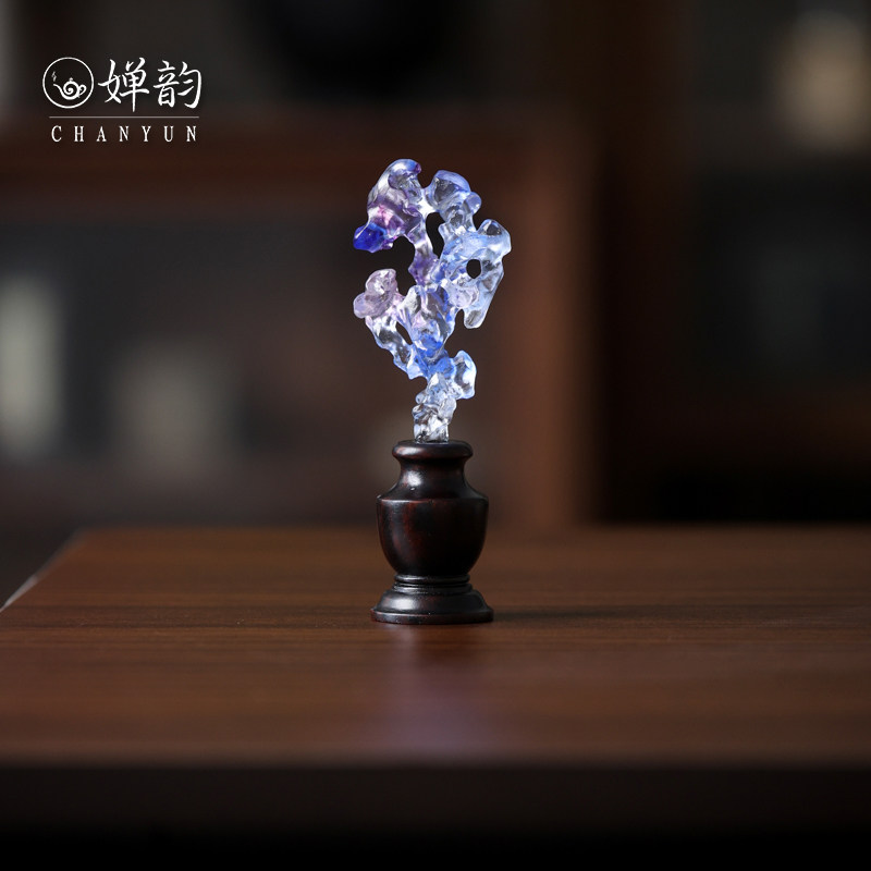 心缘堂琉璃蓝紫色迷你太湖石