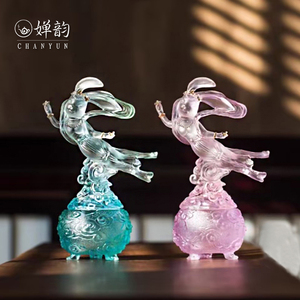 心缘堂琉璃冰透琉璃飞天兔香炉