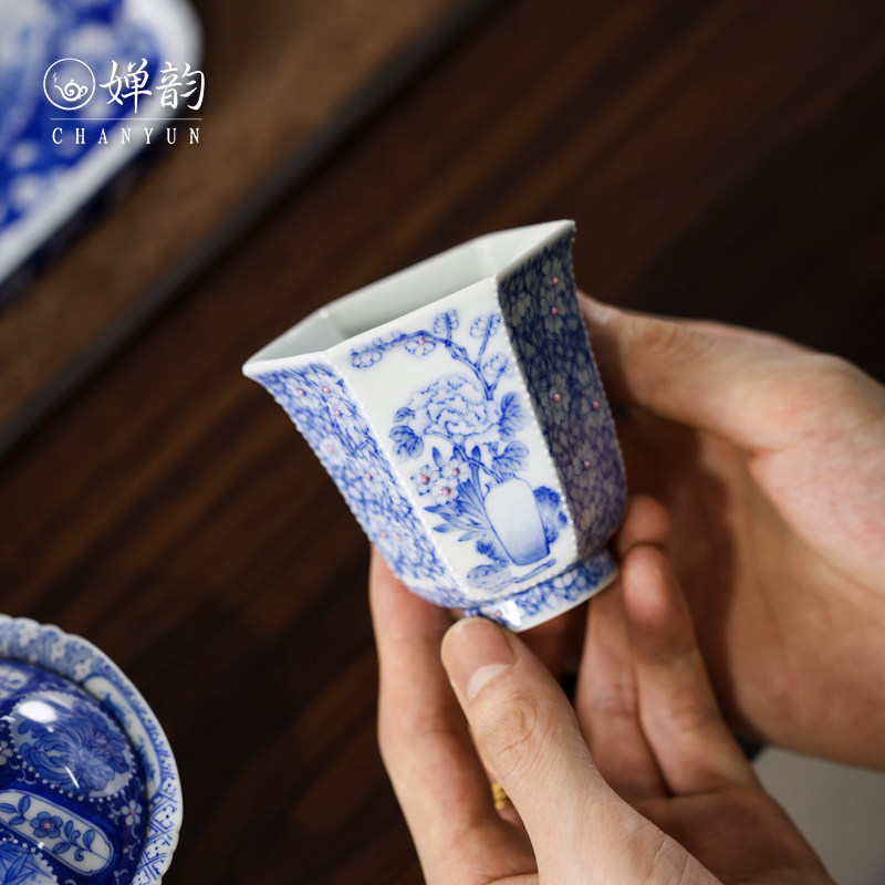 青樵轩茶杯清供六方杯冰梅杯