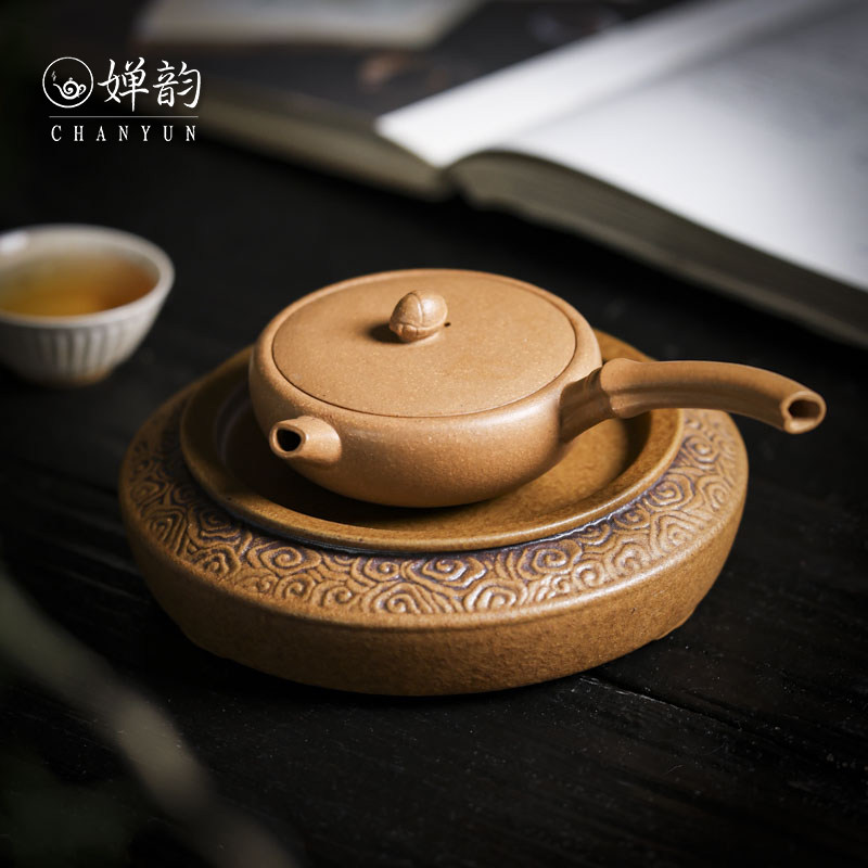 婵韵 宜兴紫砂壶窑云段泥知竹侧把壶手工复古泡茶壶小田甄选茶具