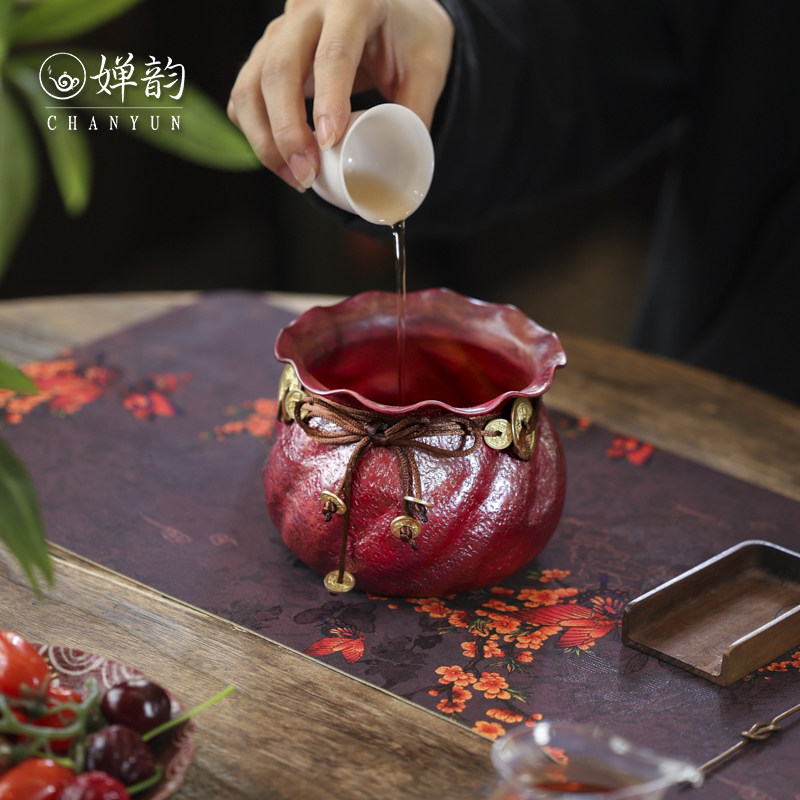 婵韵麦棠铜器铜钱福袋建水