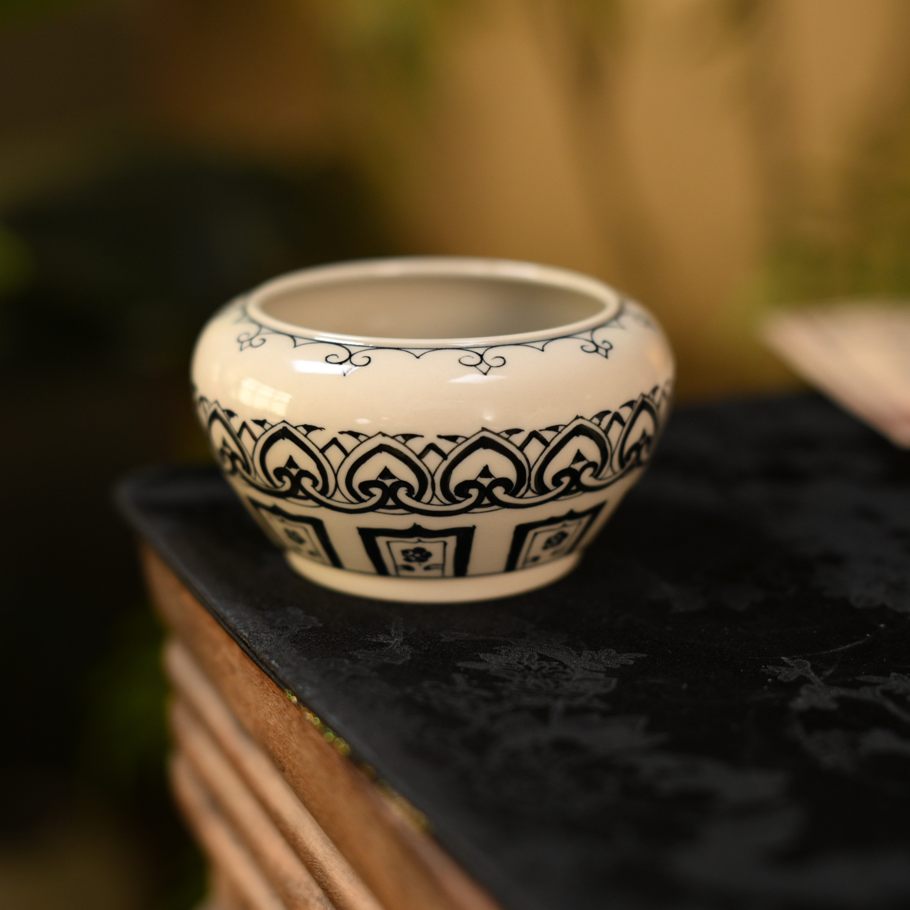 婵韵墨冉青花茶具宝相建水茶盂