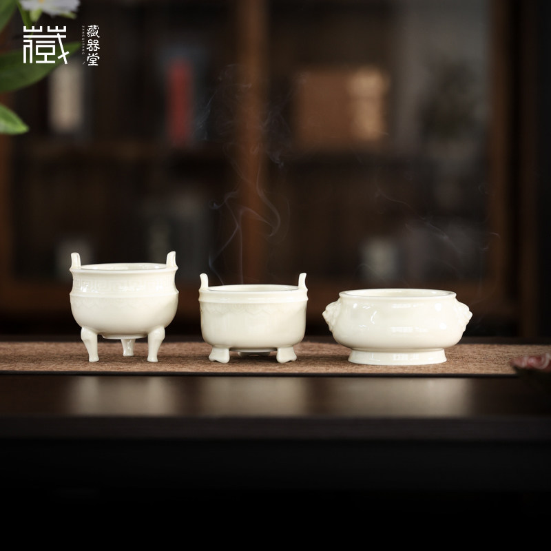 婵韵灰念象牙白三足莲台莲台香炉