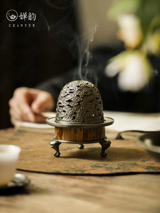 祥云古灯古锡祥云香炉大象脚三腿香炉香薰沉香香底座香配件