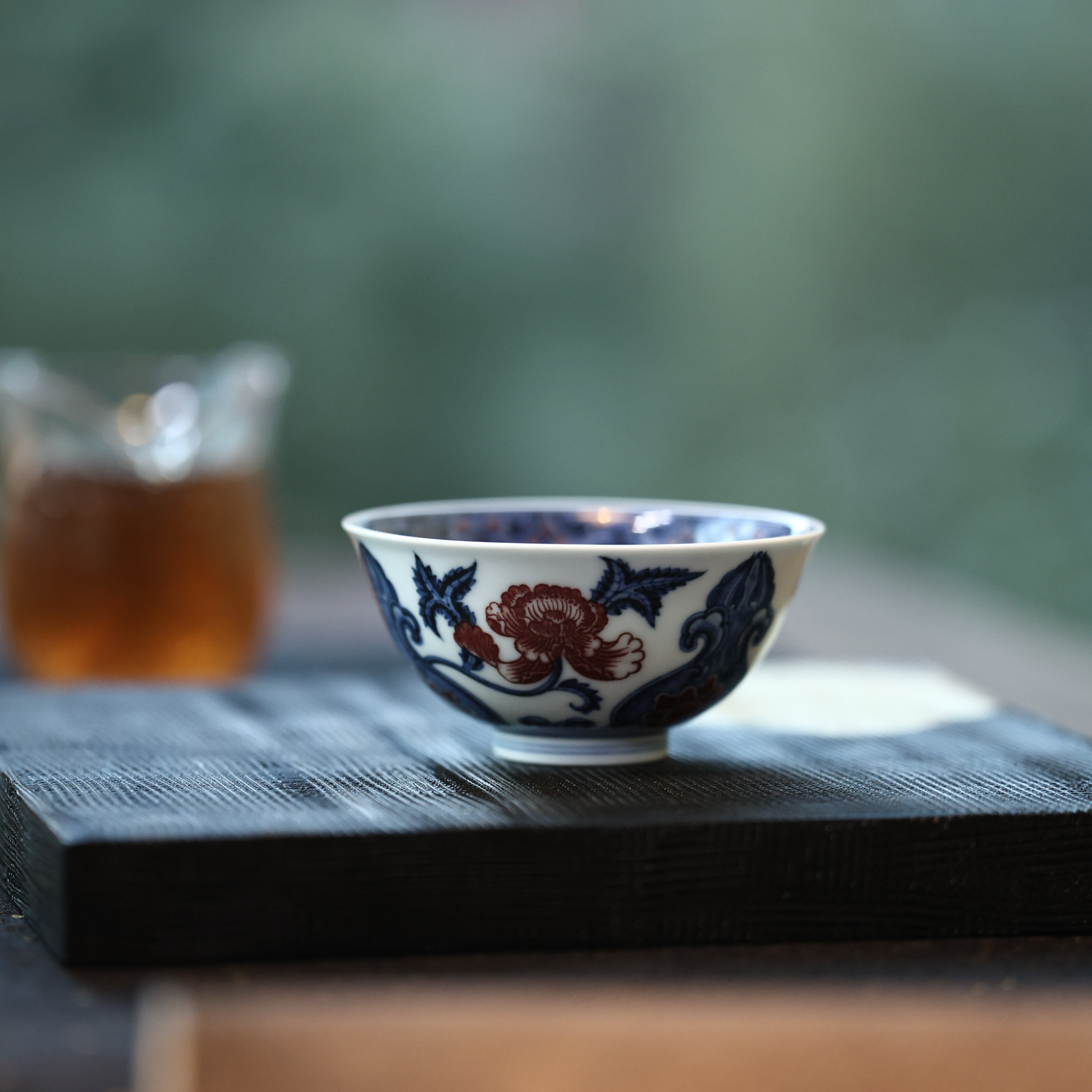 勤义堂茶具青花釉里红阳光美人杯