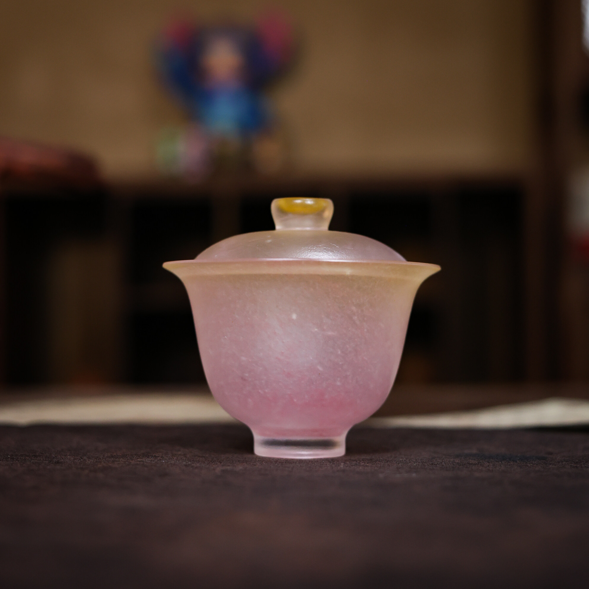 婵韵心缘堂琉璃琥粉渐变留香盖碗