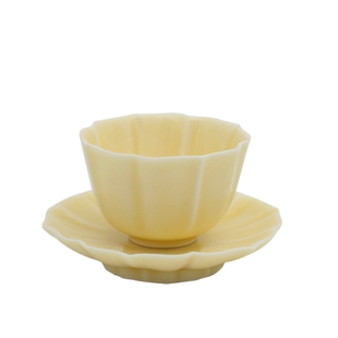 婵韵斋居黄丽君月光白莲花主人杯茶杯带杯垫花口品茗杯小田甄选