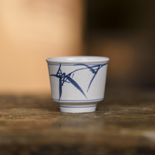 婵韵 梵山堂茶杯苏打釉竹叶马蹄杯主人杯品茗杯喝茶杯子复古茶具