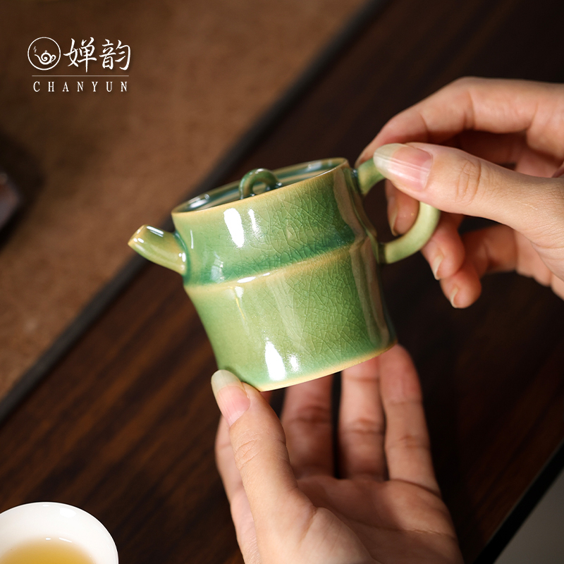 梵山堂茶壶苏打釉竹节壶小品壶
