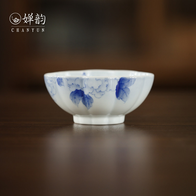婵韵青樵轩茶具茶杯牡丹杯贝壳杯