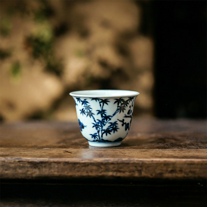 元煦窑茶具仿古青花杯松竹梅杯