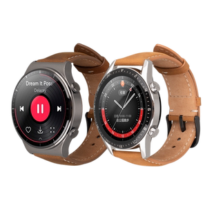 Trogonic特酷客适用华为GT5表带真皮GT4Pro手表带疯马皮Watch4荣耀Magic智能GT3保时捷3男款牛皮腕带新高级感