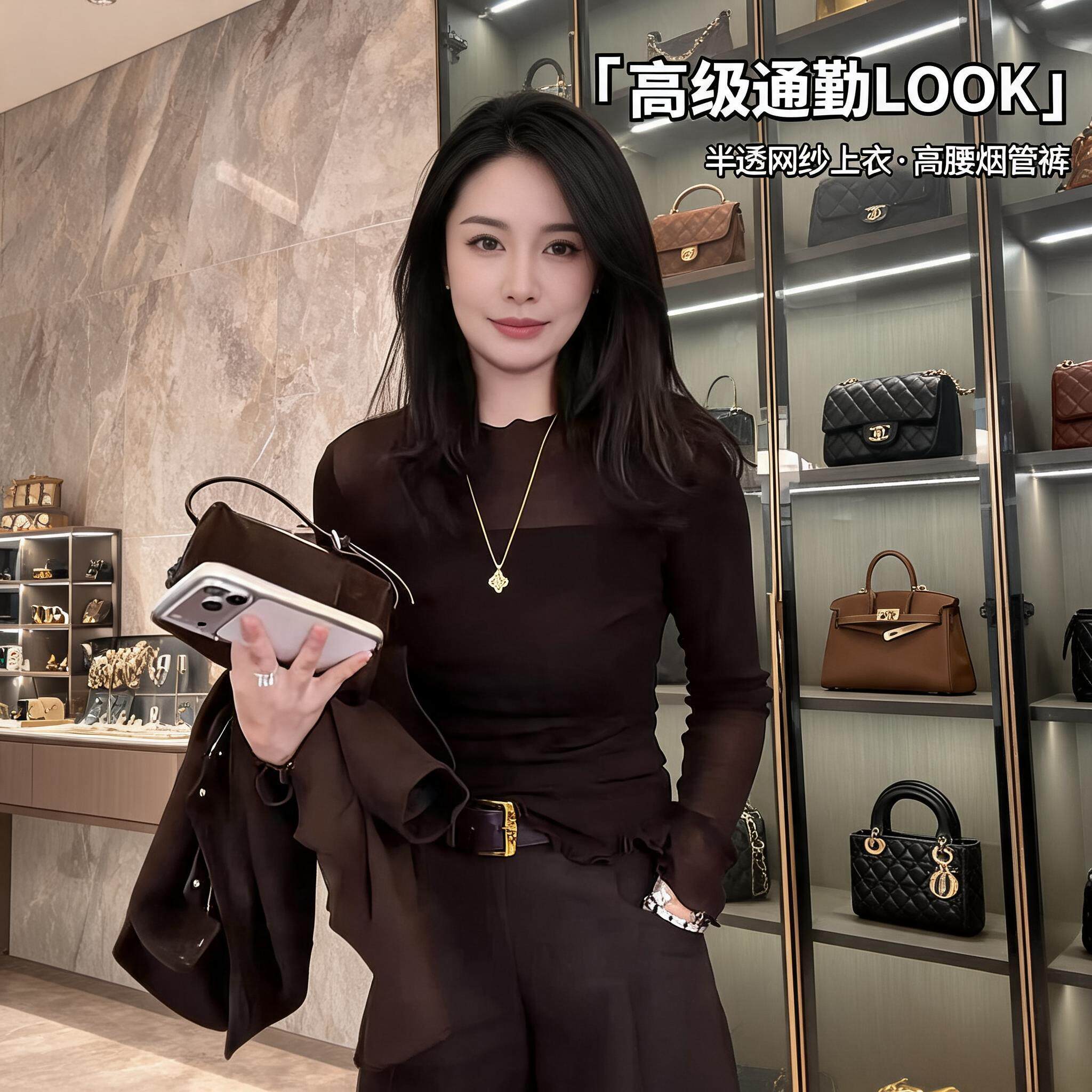 修身显瘦网纱小衫女木耳边半高领长袖薄款透气女士春秋内搭上衣