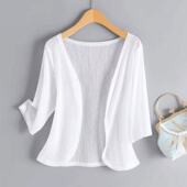 新款 上衣女外套中袖 防晒小披肩搭配吊带裙设计感薄款 2025夏季 开衫