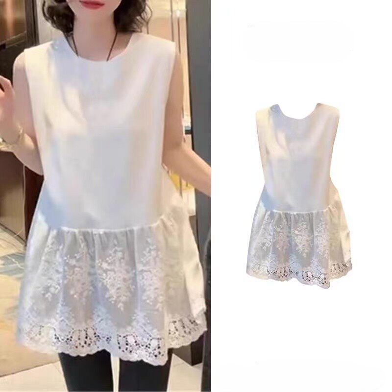 蕾丝提花无袖背心打底衫女款大码早春洋气时尚叠穿百搭内搭上衣