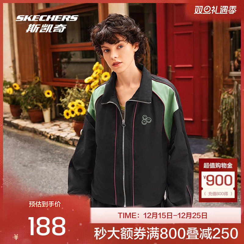 斯凯奇官方outlets女子运动茄克外套秋冬梭织回弹轻盈质感舒适