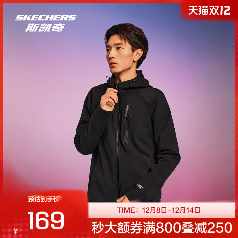 斯凯奇运动男女连帽加绒保暖外套