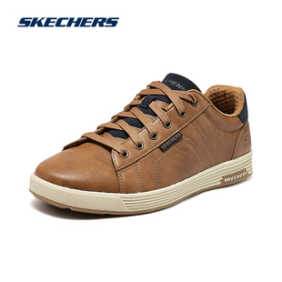 高透气复古时尚 商务风格 百搭 休闲皮鞋 斯凯奇官方outlets2025男士