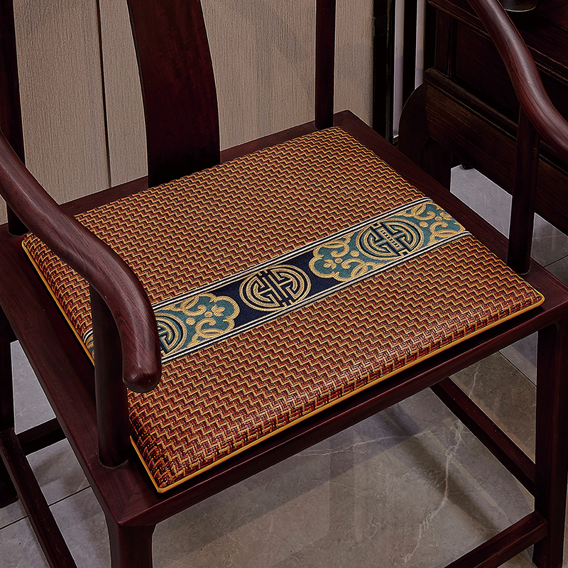 新中式椅子坐垫凉席防滑夏季透气乳胶加厚海绵垫实木圈椅椅垫定制