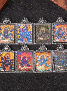 新款大鹏鸟西藏藏族大黑天六臂玛哈嘎拉唐卡吊坠项链非手绘送绳子