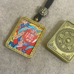 新款爆款王灵官唐卡吊坠高档精美创意礼品文创项链带绳子嘎乌盒潮