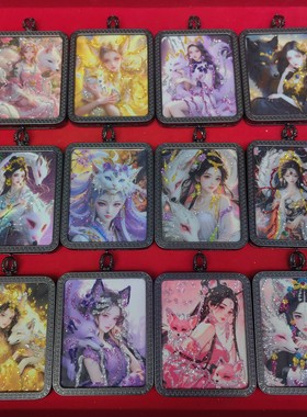 彩金唐卡小狐狸唯美吊坠九尾狐白狐随身精美男女礼品小挂件项链潮